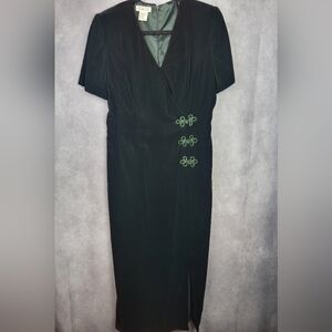 Vintage Talbots emerald Green Velour Velvet  Y2K‎ maxi dress Size 10